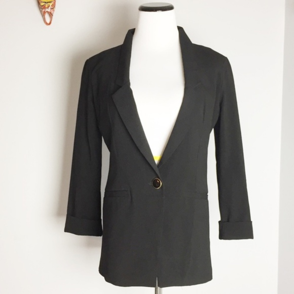 A. Byer Black 3/4 Sleeve Relaxed Blazer Sz Med.